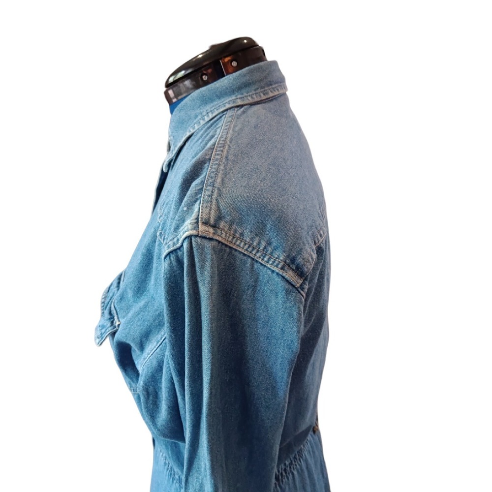 Gloria Vanderbilt women's Pockets 100% Cotton Blue Long Denim dress size 6 AA306 - Picture 7 of 8